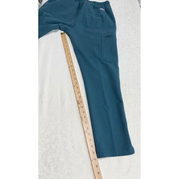 FIGS Yola  Skinny Scrub Pants Womens XS Petite Teal Cargo Pocket - Picture 9 of 10